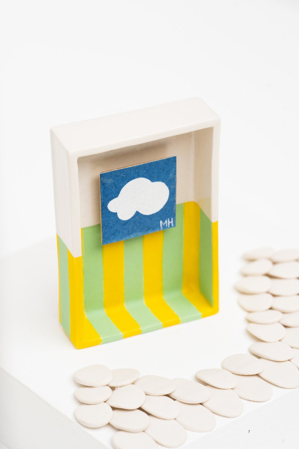 Twenty Two West - Ceramic Wall Hanging - 'Partly Cloudy' Cyanotype