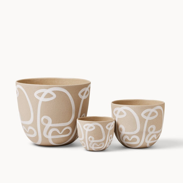 Franca NYC - Ceramic Planter - Small (Stone, White Cara) #PLNT-S-SW-WHT-CARA