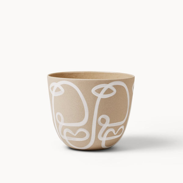 Franca NYC - Ceramic Planter - Small (Stone, White Cara) #PLNT-S-SW-WHT-CARA