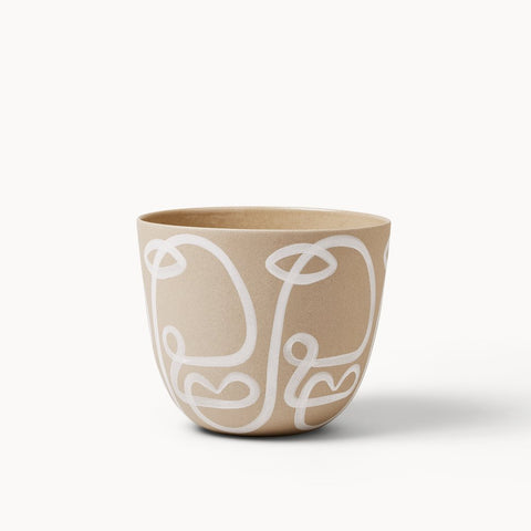 Franca NYC - Ceramic Planter - Small (Stone, White Cara) #PLNT-S-SW-WHT-CARA