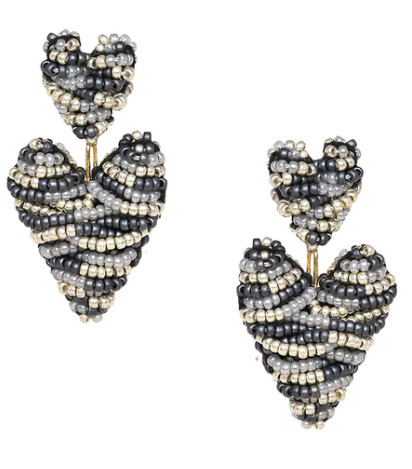 Mishky - Earrings - Puffy Heart Studs (Silver, Black, Grey) #11903