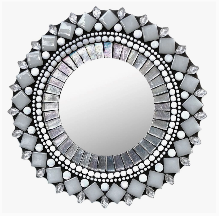 Zetamari Mosaic Artworks - 7" Round Mirror (Frost)
