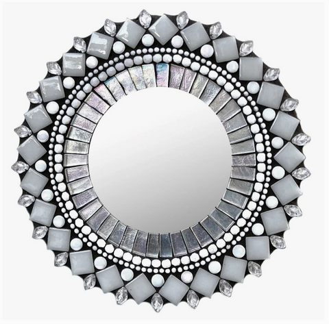 Zetamari Mosaic Artworks - 7" Round Mirror (Frost)