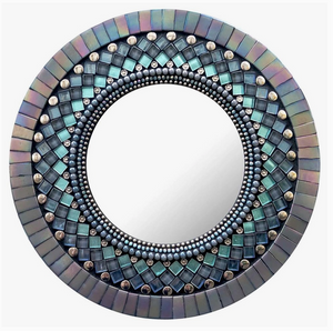 Zetamari Mosaic Artworks - 10" Round Mirror (Grey Lace)
