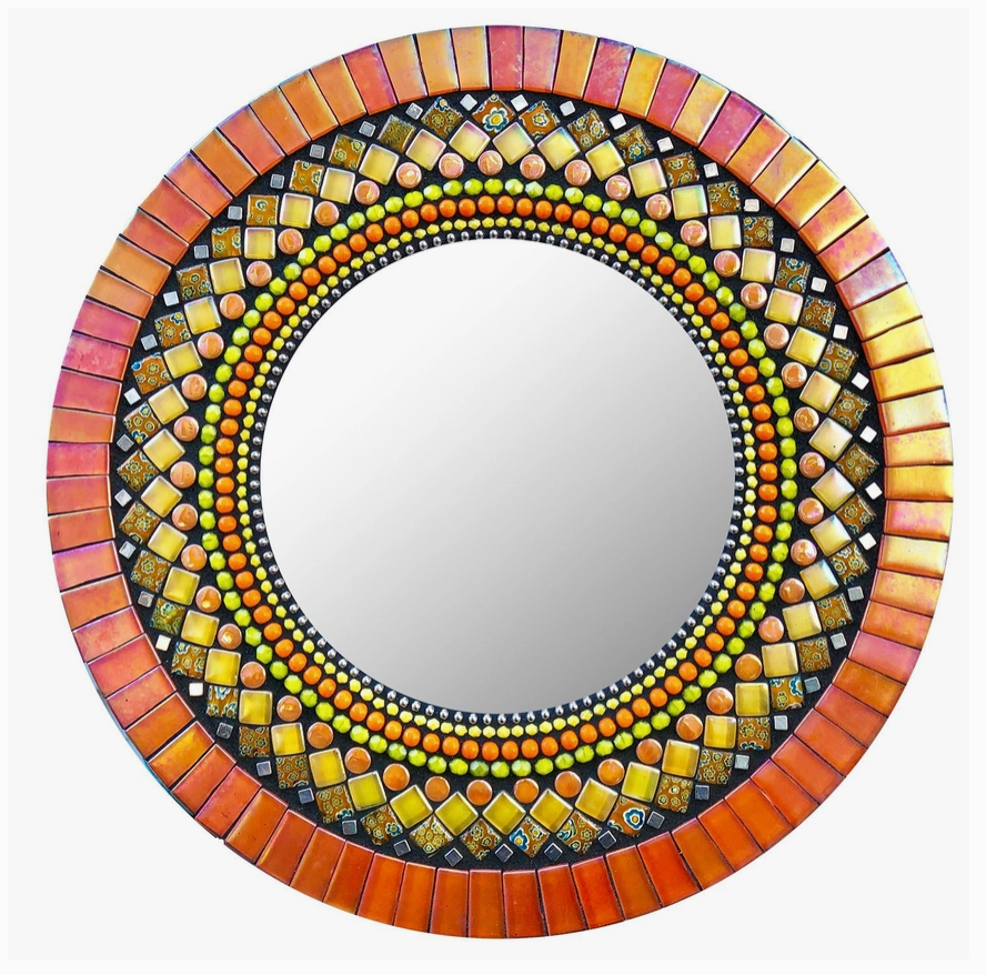 Zetamari Mosaic Artworks - 10" Round Mirror (Nectarine)