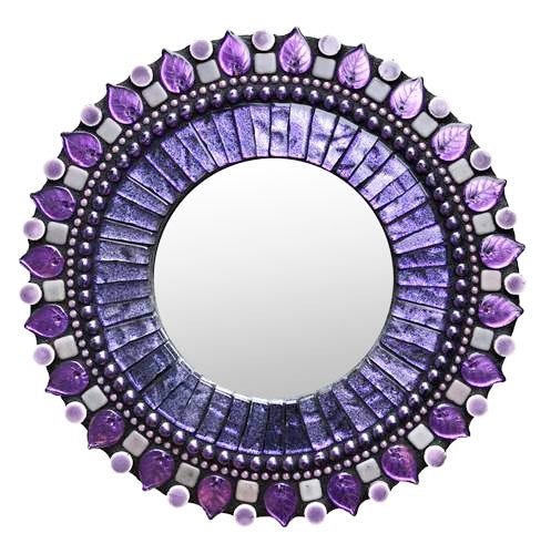 Zetamari Mosaic Artworks - 10" Circular Mirror (Purple Gleam)