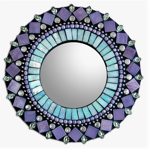Zetamari Mosaic Artworks - 7" Round Mirror (Turquoise Purple)