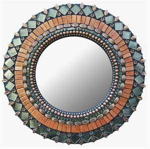 Zetamari Mosaic Artworks - 10" Round Mirror (Woodland Shimmer)