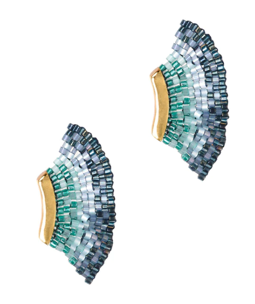 Mishky - Earrings - Ruffle Studs (Gold, Mint, Blue) #11889
