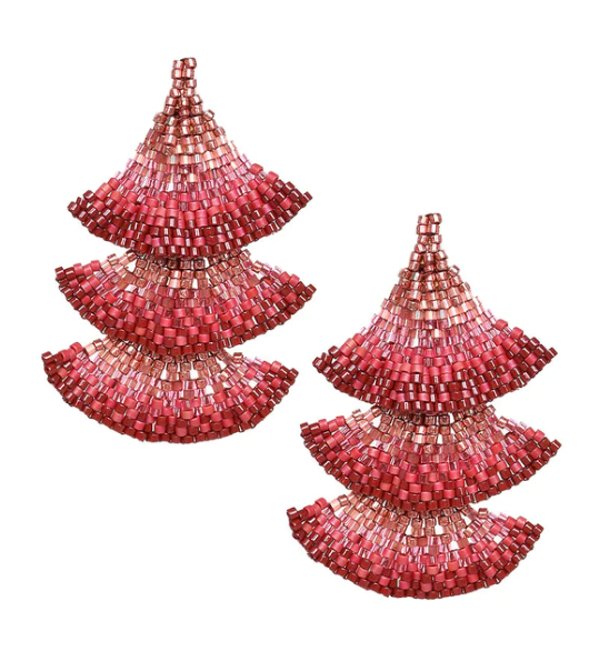Mishky - Earrings - Sevillana Studs (Red, Coral, Pink) #11920
