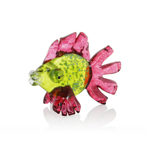 Catherine Labonte - Colored Glass Sculpture - Small Fish (Green & Pink)