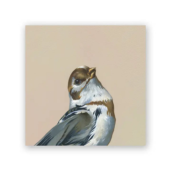 Mincing Mockingbird - Wings on Wood - 6"x 6" Woodblock Print - 'Snow Bunting' #W1033