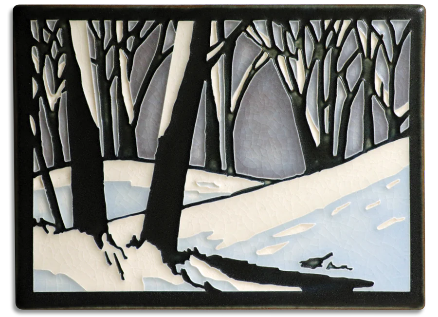 Motawi Tileworks - 6"x 8" Tile - 'Snowscape' (Twilight) #6819