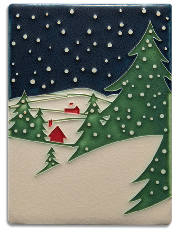 Motawi Tileworks - 6"x 8" Tile - Snowy Night (Midnight) #6824
