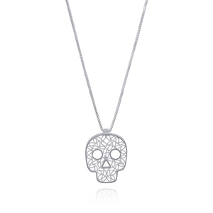 Olmox Filigree Jewelry - Necklace - 'Sugar Skull' Pendant (Silver) #3