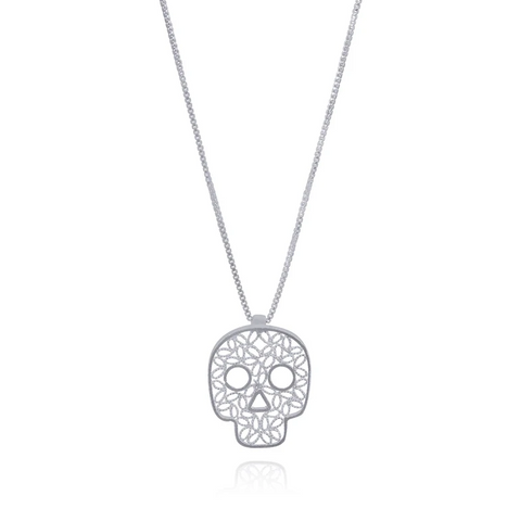 Olmox Filigree Jewelry - Necklace - 'Sugar Skull' Pendant (Silver) #3
