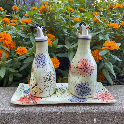 Sullivan - Oil & Vinegar Set - 'Zany Zinnias'