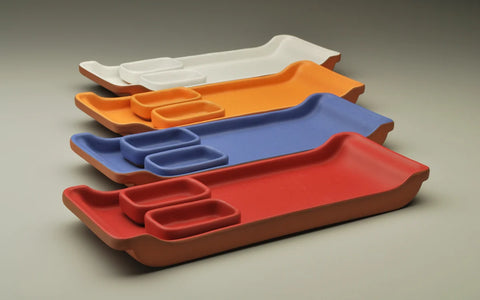 Eshelman Pottery - Sushi Tray w/ Sauce Bowls (Assorted Colors)