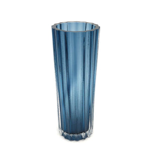 Studio MK - Tall Glass Vessel - Threaded (Transparent Blue)
