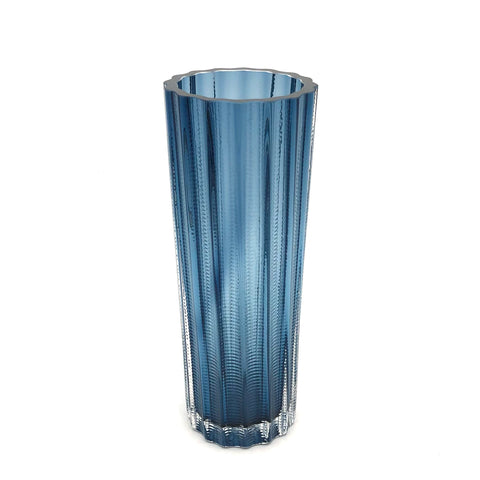 Studio MK - Tall Glass Vessel - Threaded (Transparent Blue)