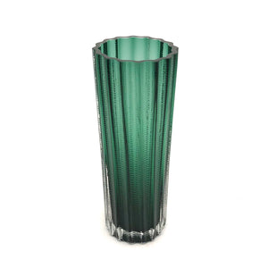 Studio MK - Tall Glass Vessel - Threaded (Transparent Green)