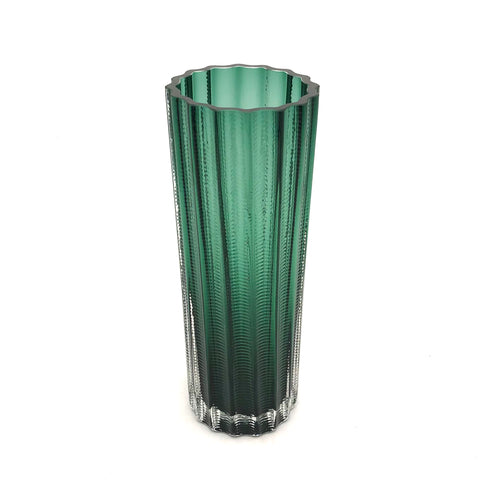 Studio MK - Tall Glass Vessel - Threaded (Transparent Green)
