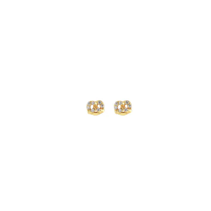 Kris Nations - Earrings - Tiny Crystal Pretzel Studs (18K Gold Vermeil) #E810-G
