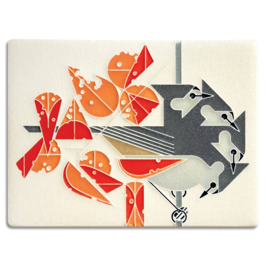 Motawi Tileworks - 6"x 8" Tile - 'Titmouse Tidbit' (Bone) #6879