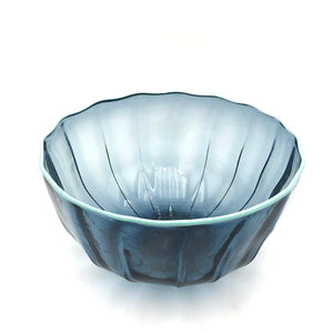 Studio MK - Medium Glass Bowl - Threaded (Blue)