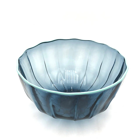 Studio MK - Medium Glass Bowl - Threaded (Blue)