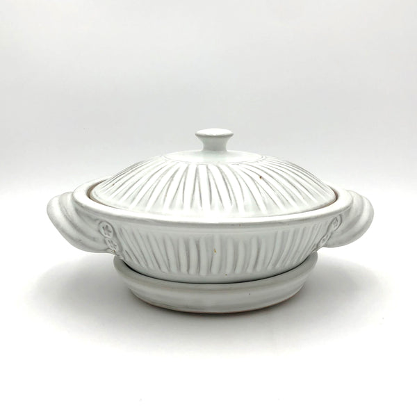 Coburn - Veggie Steamer with Tray (Fluted White)