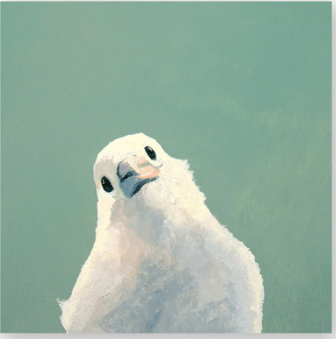 Mincing Mockingbird - Wings on Wood - 4"x 4" Woodblock Print - 'White Songbird' #W0016