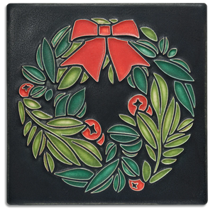 Motawi Tileworks - 6"x 6" Tile - Wreath (Black) #6660