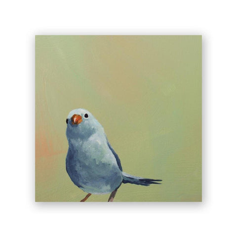 Mincing Mockingbird - Wings on Wood Birch - Blue Bird on Green 6x6