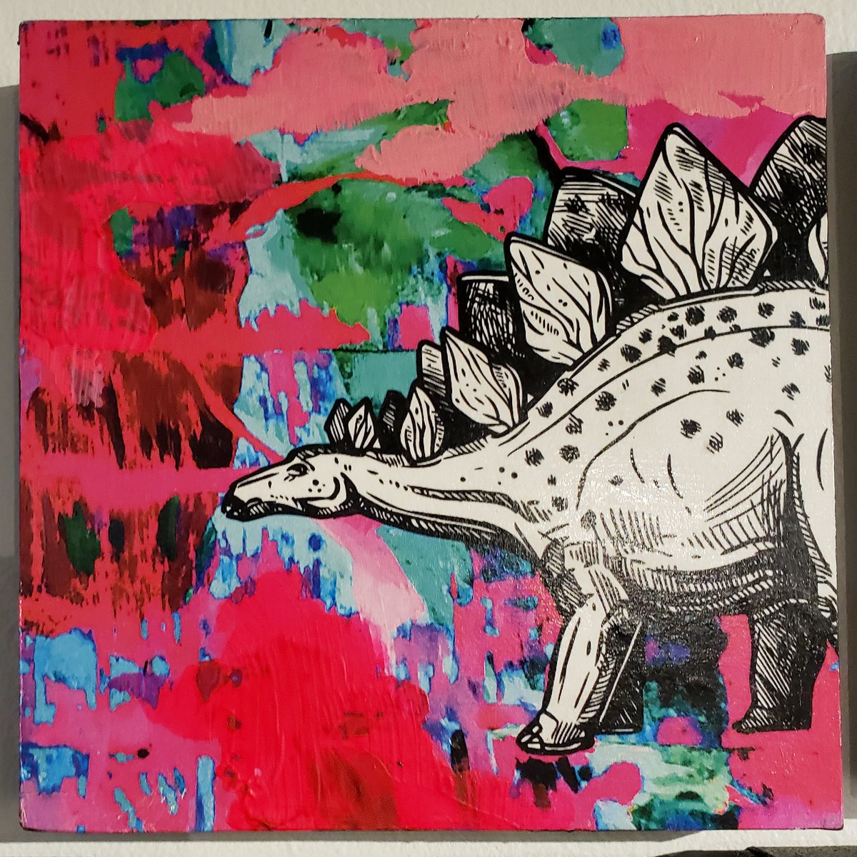 Van Leeuwen - Mixed Media Wall Hanging - Dinosuar (8" x 8")