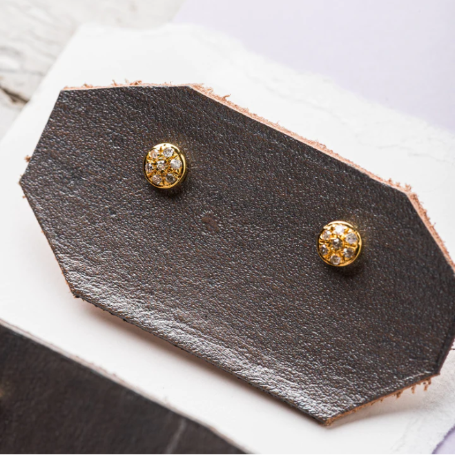Original Hardware - Earrings - Mini Round Pavé Diamond Studs (Gold Plated) #10272