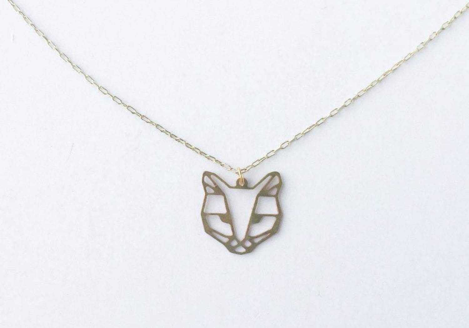 A Tea Leaf - Necklace - Cat Face - Silver Plated