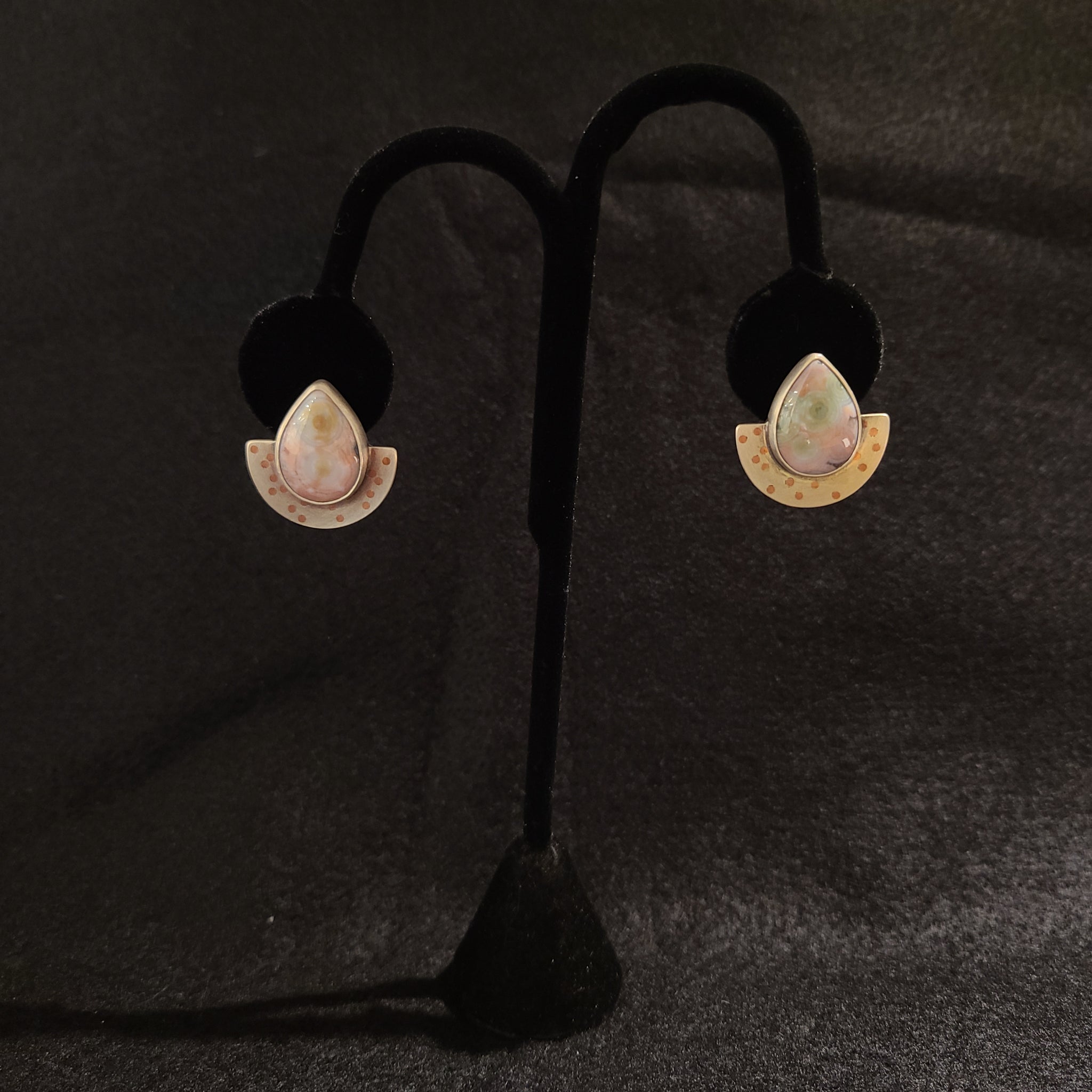 MeritMade - Earrings - Polka Dot Posts w/ Ocean Jasper
