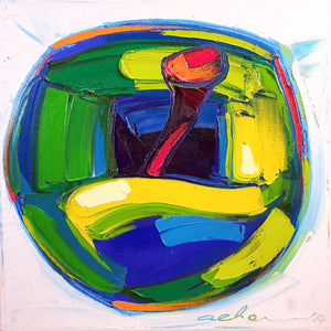 Chow - 12"x12" Oil Painting - "Green-y Apple"