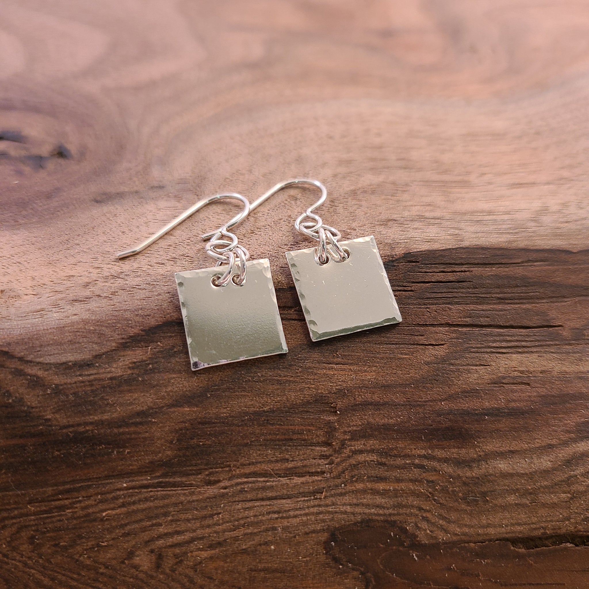 Duris - Earrings - Hammered Square Charms