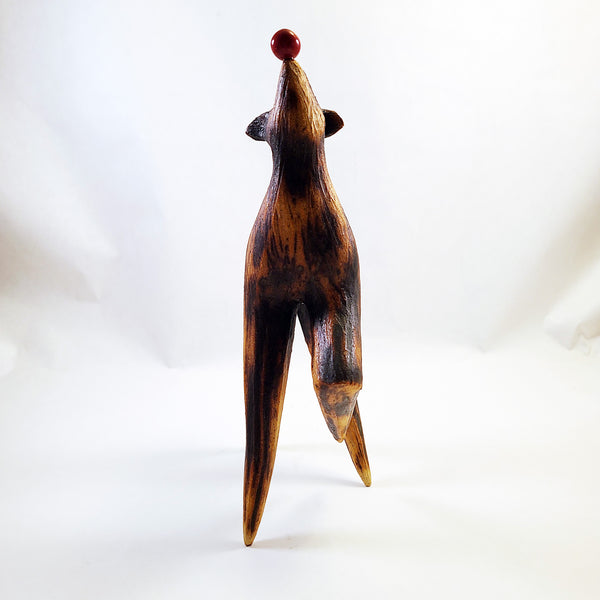 Cathy Broski - Ceramic Sculpture - Dog Balancing Red Ball