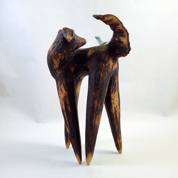Broski - Sculpture - Dog at Play with White Bird on Back