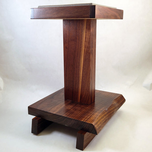 Ron Darmon - Plant Stand - Walnut Pedestal (Repurposed 1940's Church Pew)