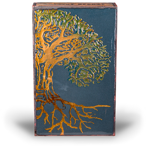 Llew - Spiritiles - Glass Over Copper - "Family Tree" #223