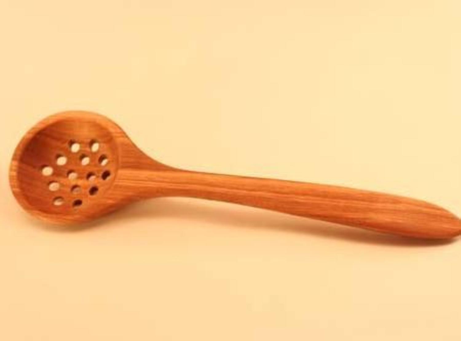 Allegheny Treenware - harvest straining spoon 10" - assorted woods