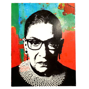 Van Leeuwen - Mixed Media Wall Hanging - Ruth Bader Ginsburg (11" x 14")