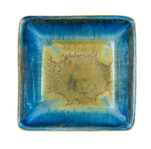 Blanket Creek Pottery - Small Square Plate (Amber Blue)
