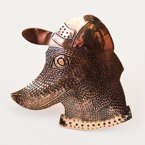 Scott - Bronze Pin - Dog with Cap