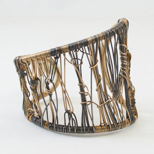 Acton - Cuff - 2 3/16" Asymmetrical 2-Tone Tangle Oxidized, Gold Filled, and Silver Filled