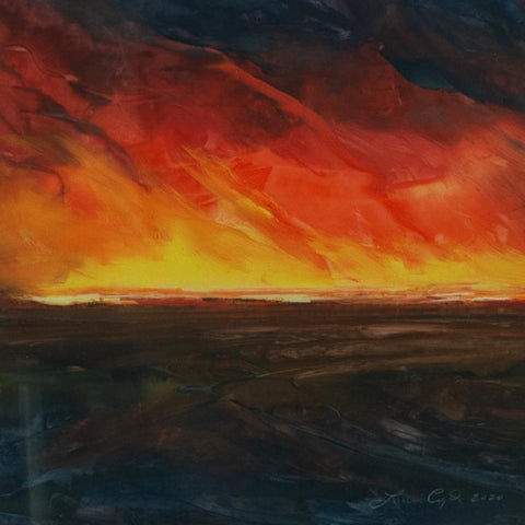 Copt - "Wall of Fire" - Framed - Oil on Mylar